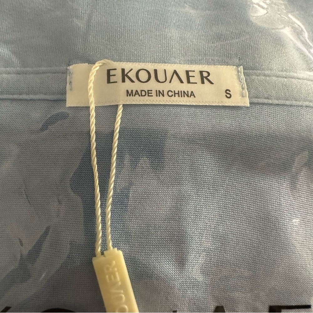 Ekouaer Women's Long Sleeve Sleepwear/SIZE:S/Light Blue/NWT - Picture 5 of 9